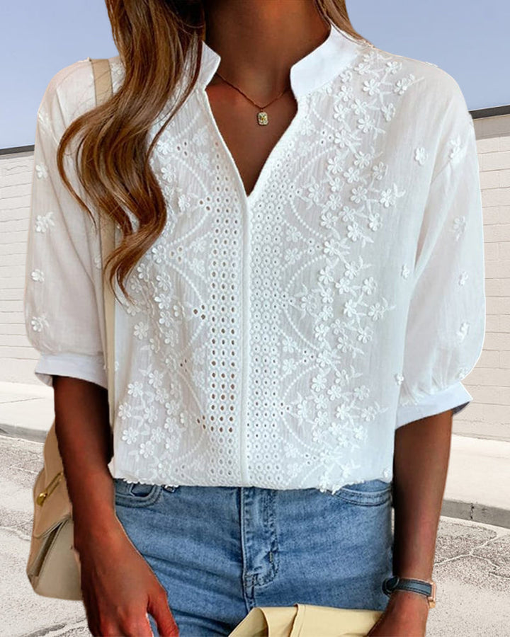 Agnès Paris | Blouse Blanche Élégante avec Manches Bouffantes Ella