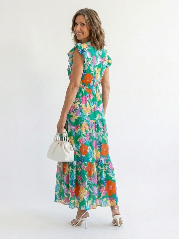 Agnès Paris | Robe Midi Évasée à Imprimé Floral Lila