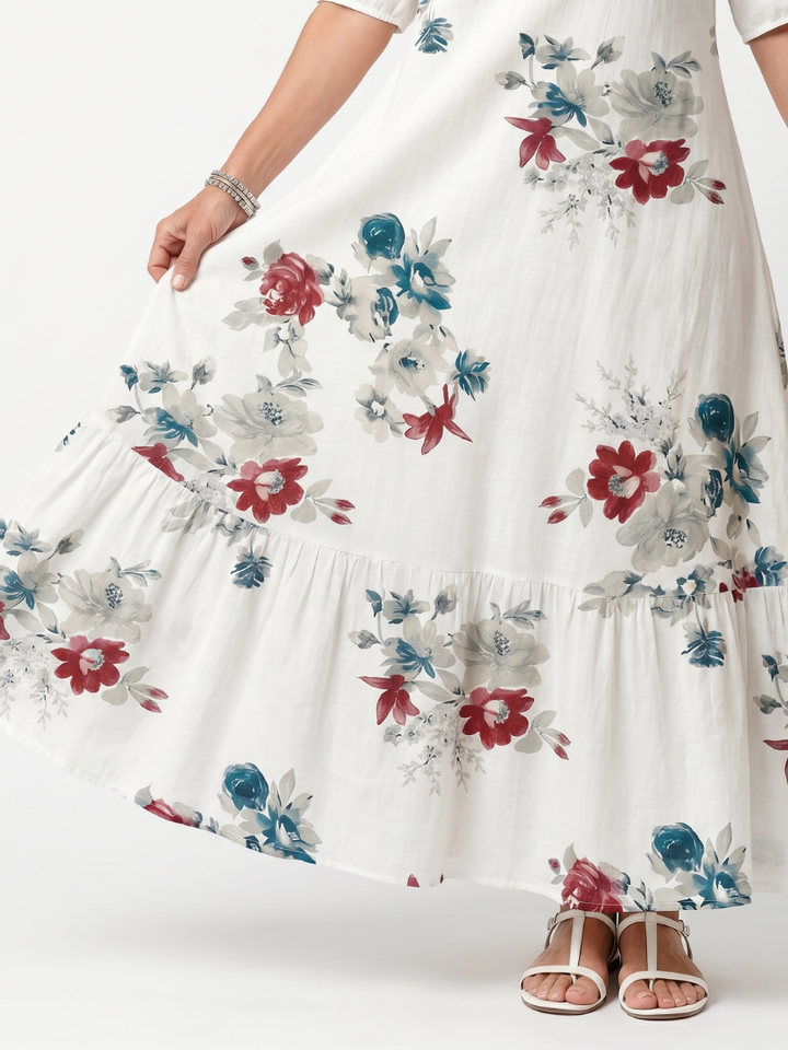 Agnès Paris | Robe Midi Fleurie à Pompons Élina