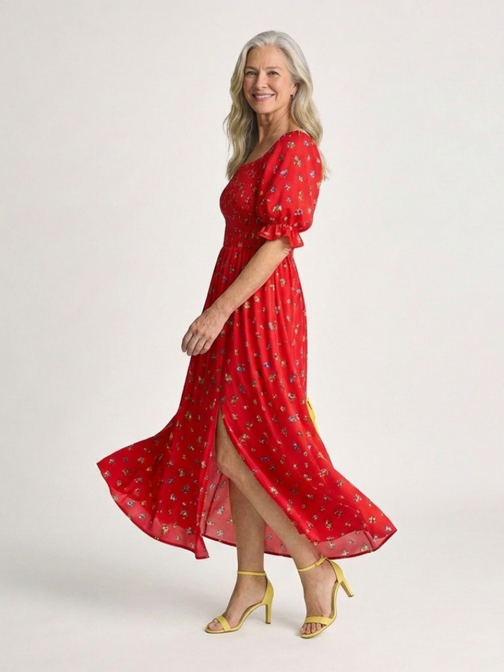 Agnès Paris | Robe Midi à Manches Bouffantes Delphine