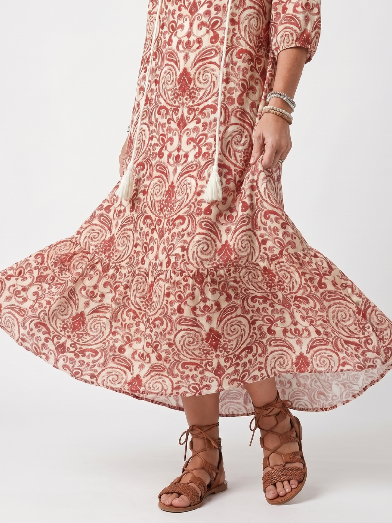 Agnès Paris | Robe Midi Bohème à Pompons Lucie
