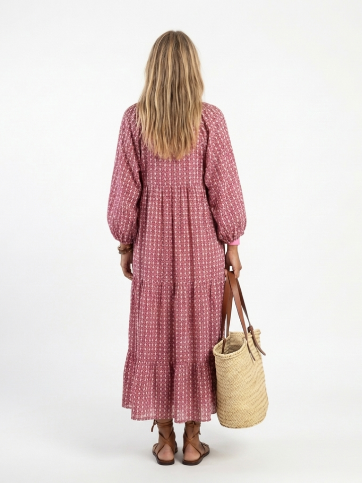 Agnès Paris | Robe Midi Géométrique à Nouer Isabelle
