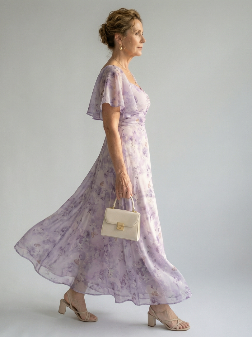 Agnès Paris | Robe Midi à Manches Volantes Vaelis