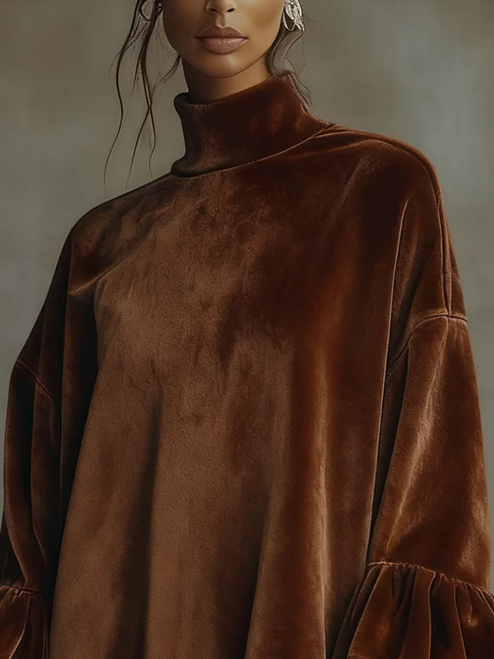 Agnès Paris | ROBE TRAPÈZE EN VELOURS À MANCHES LÉOPARD