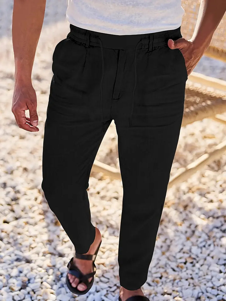 Agnès Paris | PANTALONS LARGES EN LIN AVEC CORDON