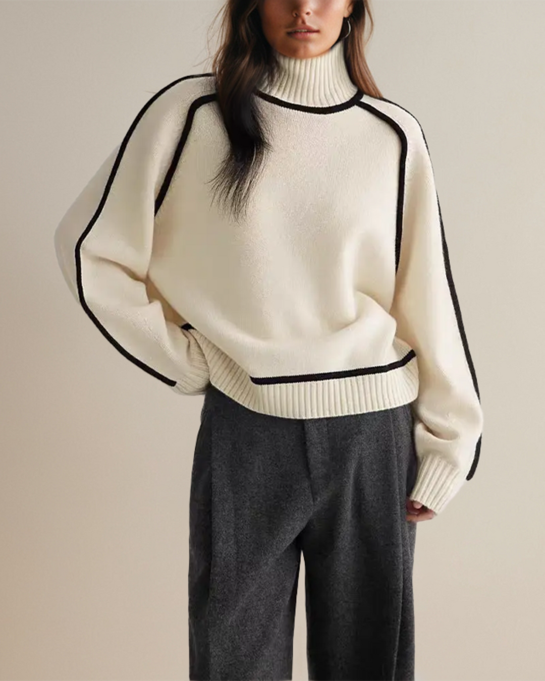 Agnès Paris | Pull Col Roulé Bordé Contrasté Aveline