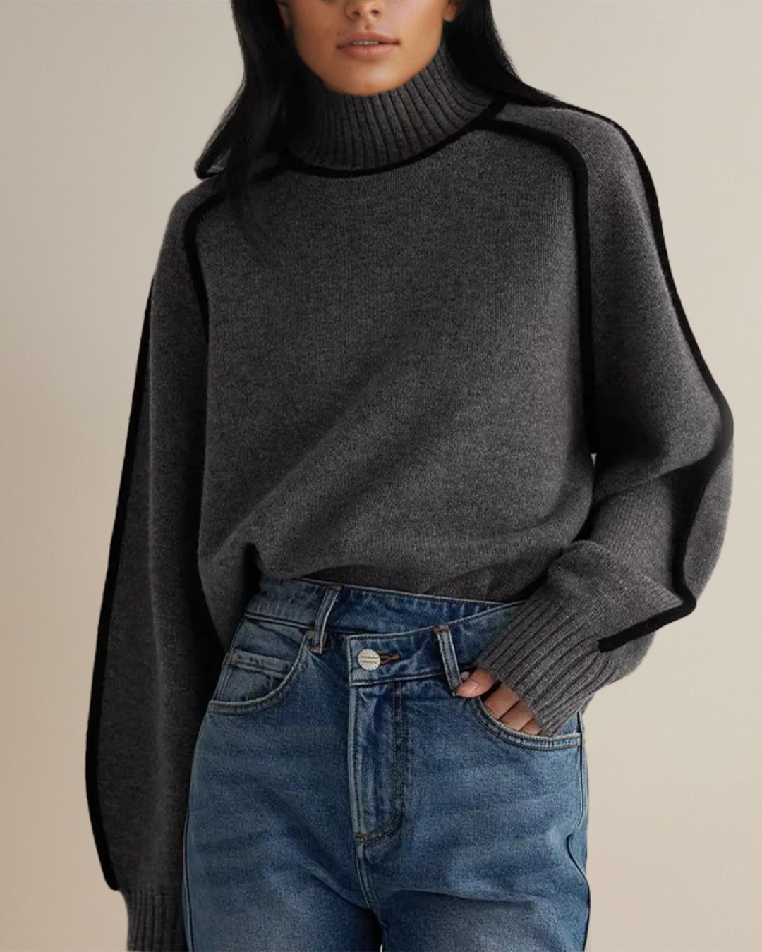Agnès Paris | Pull Col Roulé Bordé Contrasté Aveline