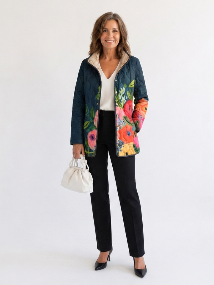 Agnès Paris | Veste Matelassée Fleurs Peintes Camille