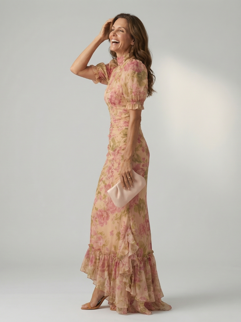Agnès Paris | Robe Maxi à Col Montant Doux Vianne