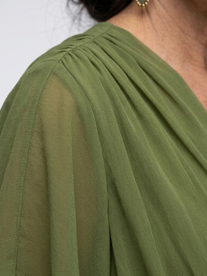Agnès Paris | Robe Midi Drapée à Encolure Elysia