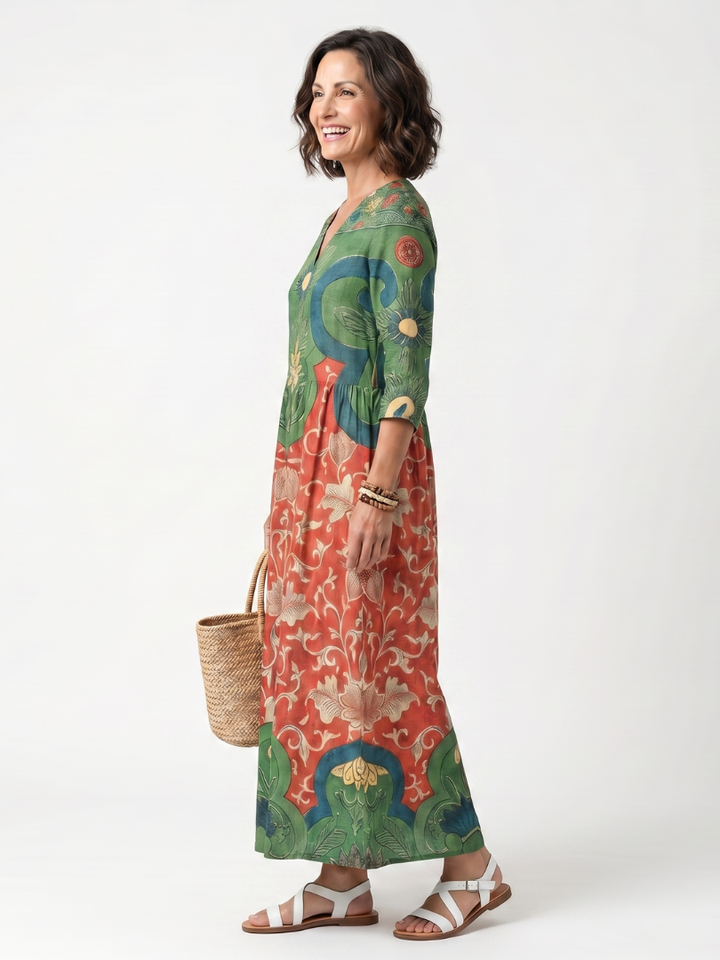 Agnès Paris | Robe Midi Fleurie à Taille Froncée Amélie
