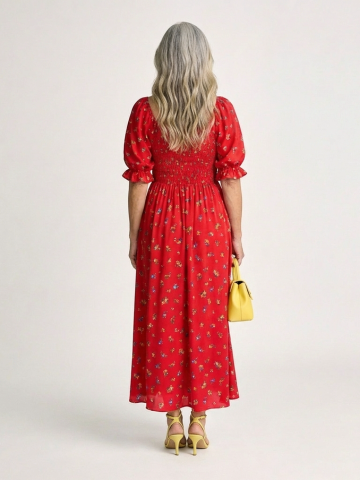Agnès Paris | Robe Midi à Manches Bouffantes Delphine