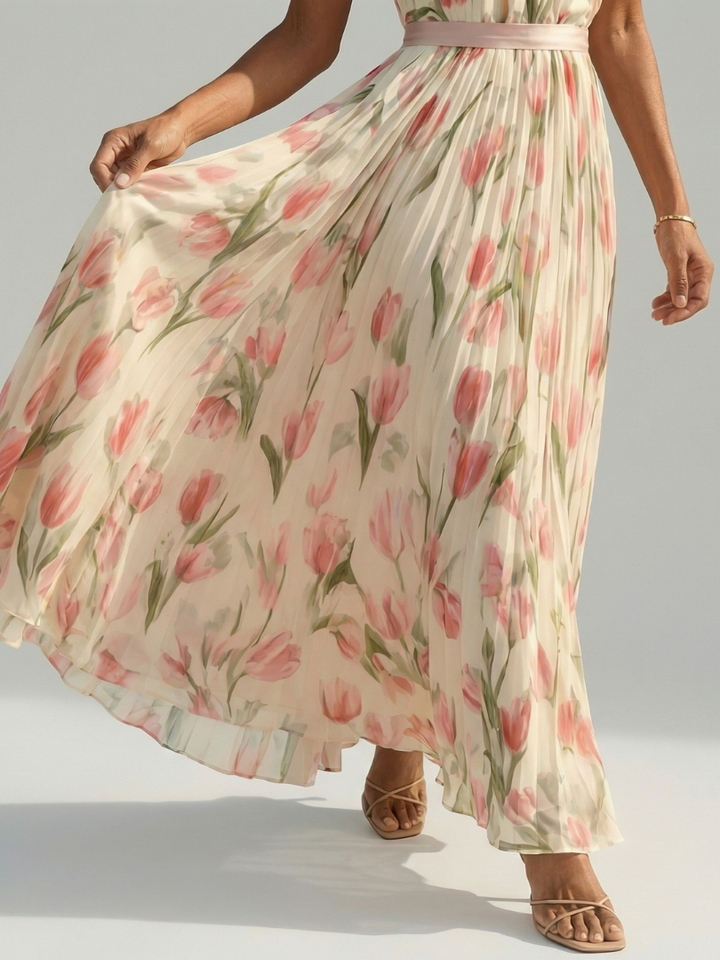 Agnès Paris | Robe Midi à Col Halter à Fleurs Aurelle