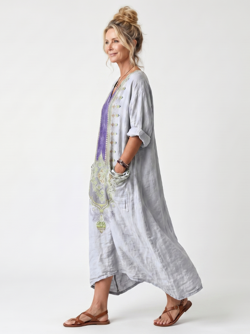 Agnès Paris | Robe Midi Brodée Contrastée Véronique