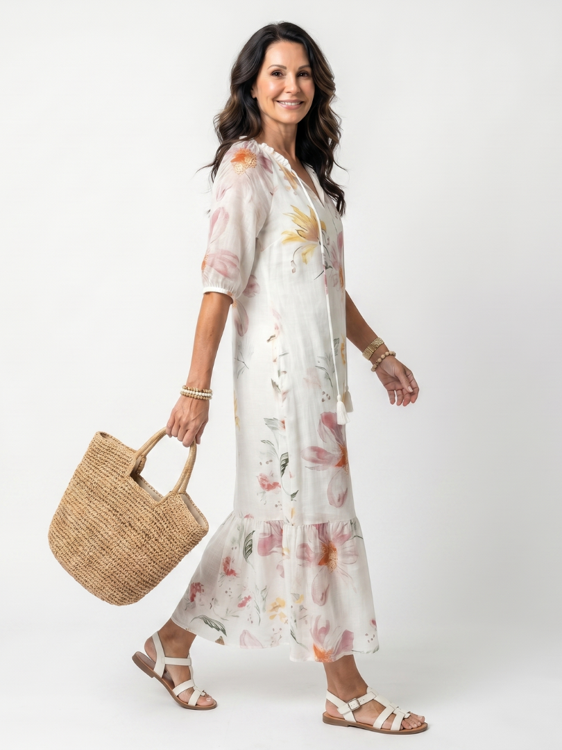 Agnès Paris | Robe Midi Fleurie à Volants Pauline