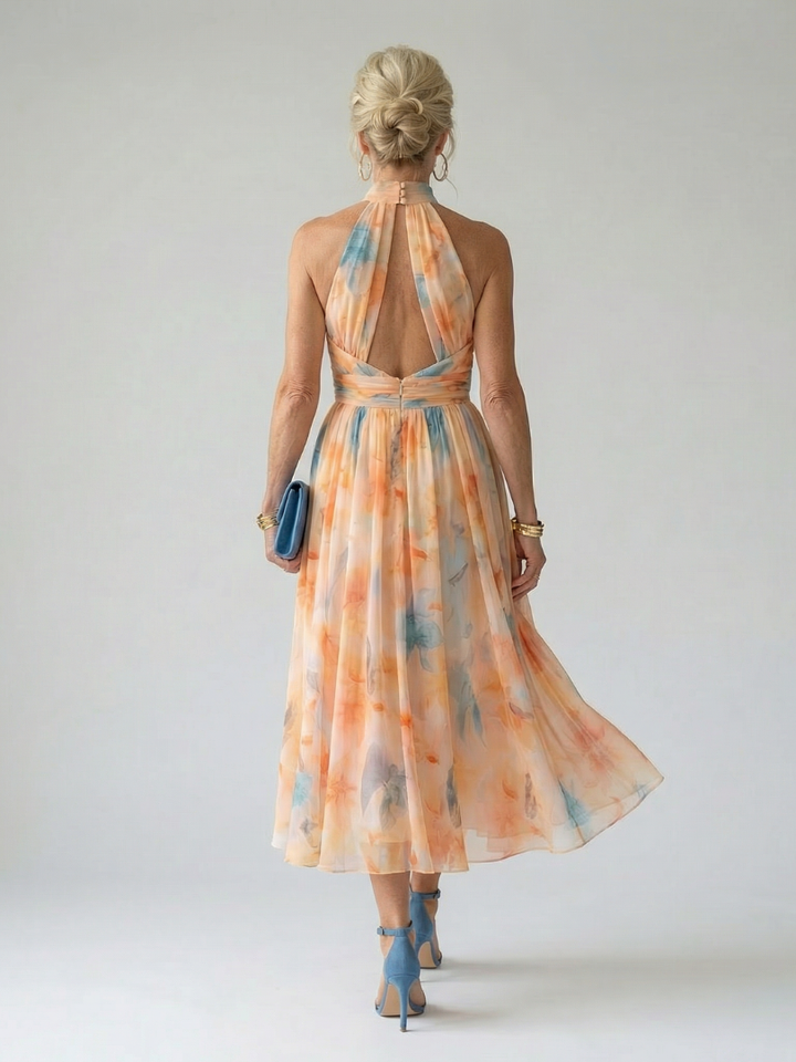 Agnès Paris | Robe Midi à Col Halter Doux Elin