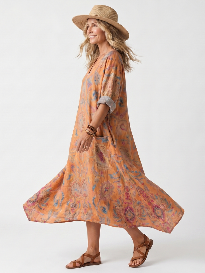 Agnès Paris | Robe Midi Imprimée à Poches Sophie