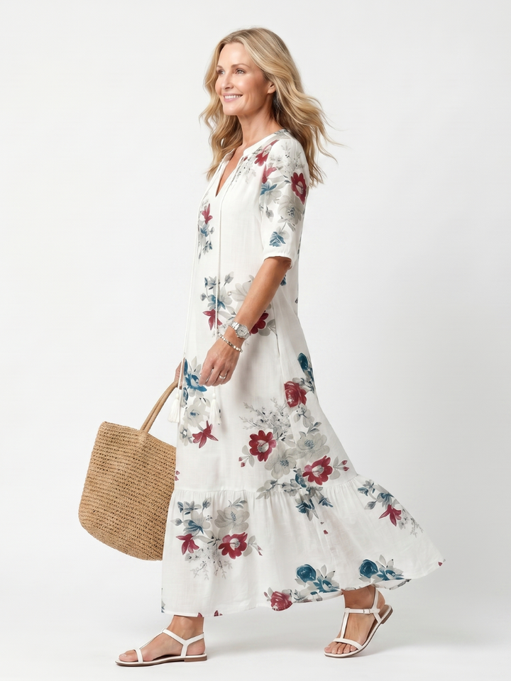Agnès Paris | Robe Midi Fleurie à Pompons Élina