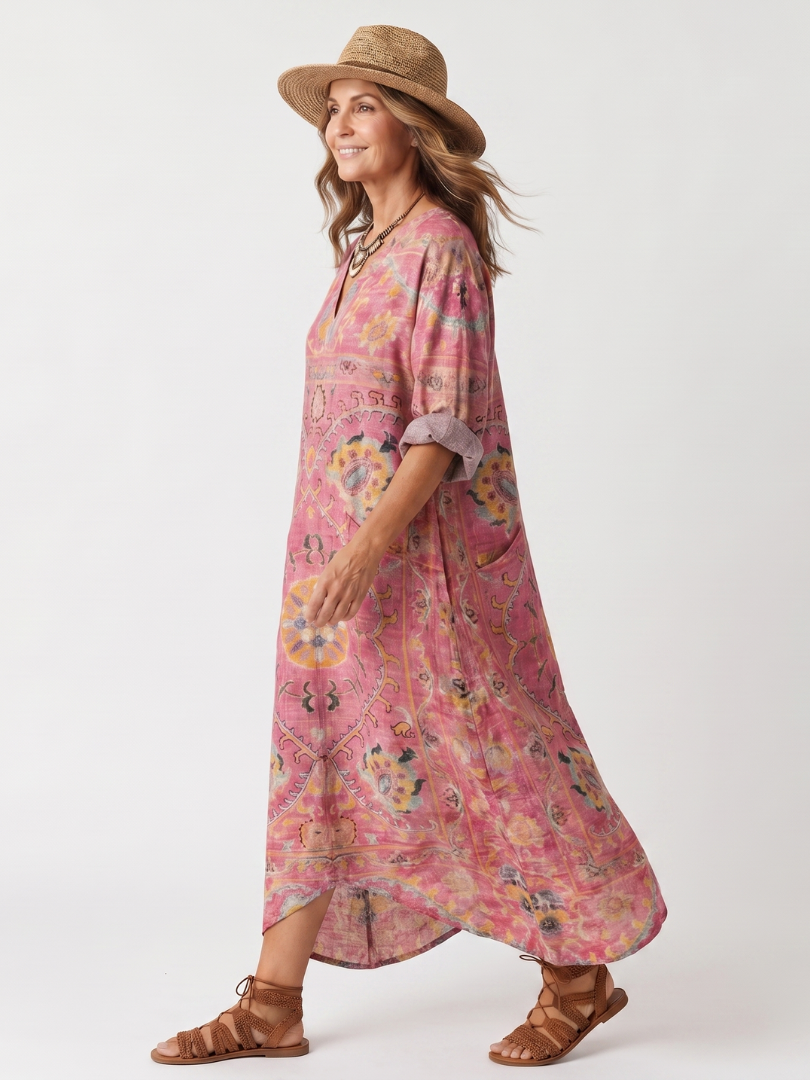 Agnès Paris | Robe Midi Imprimée à Poches Margot