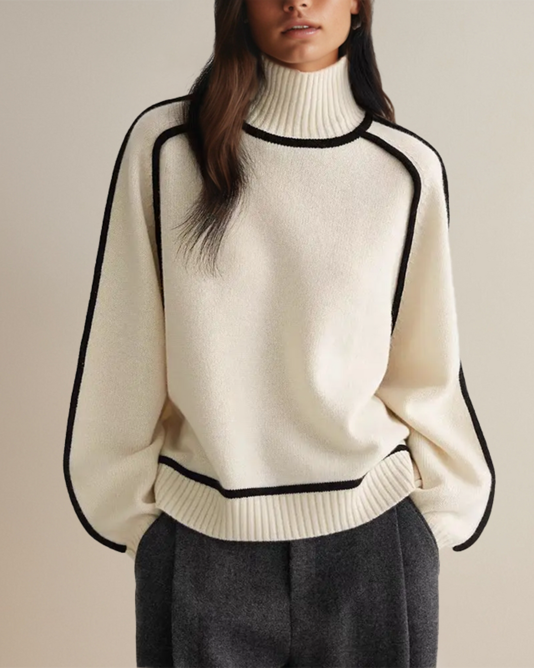 Agnès Paris | Pull Col Roulé Bordé Contrasté Aveline