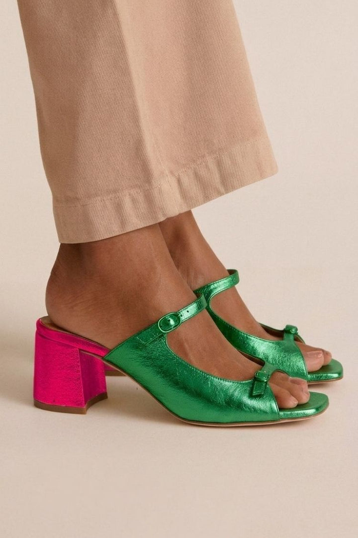 Agnès Paris | Sandales Talon Bloc Bicolores Monique