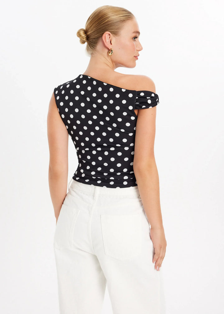 Agnès Paris | TOP ASYMÉTRIQUE À POIS