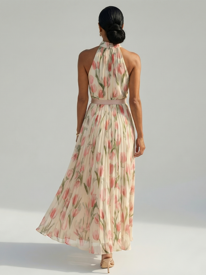 Agnès Paris | Robe Midi à Col Halter à Fleurs Aurelle