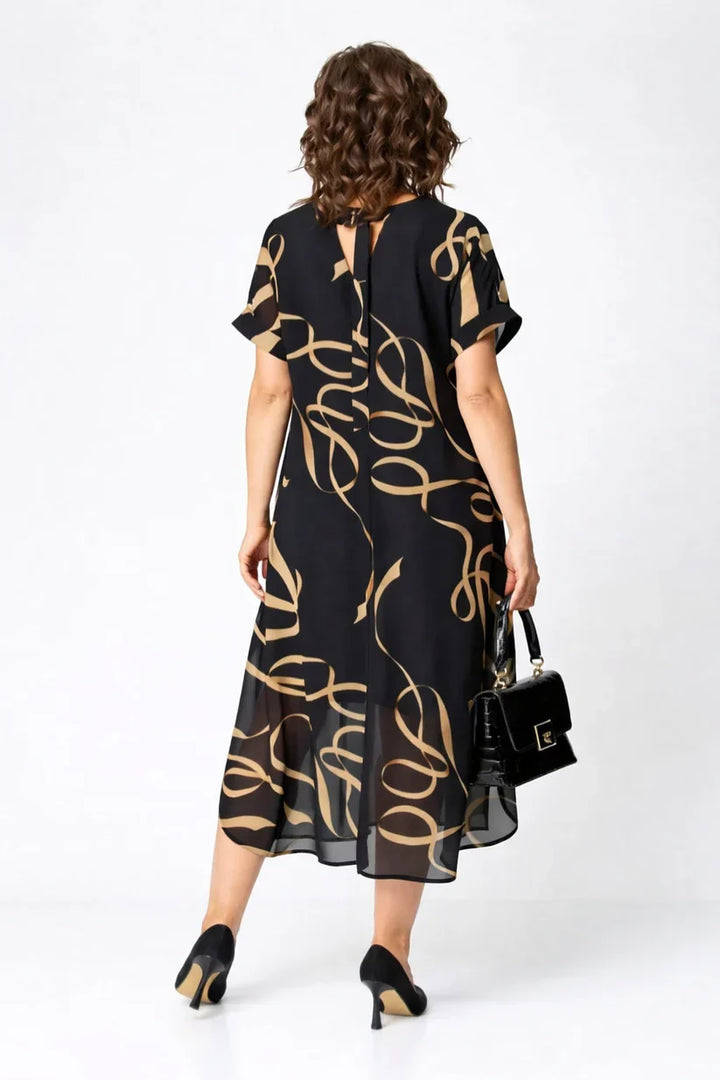 Agnès Paris | Robe Midi Fluide À Motifs Dorés Amélie