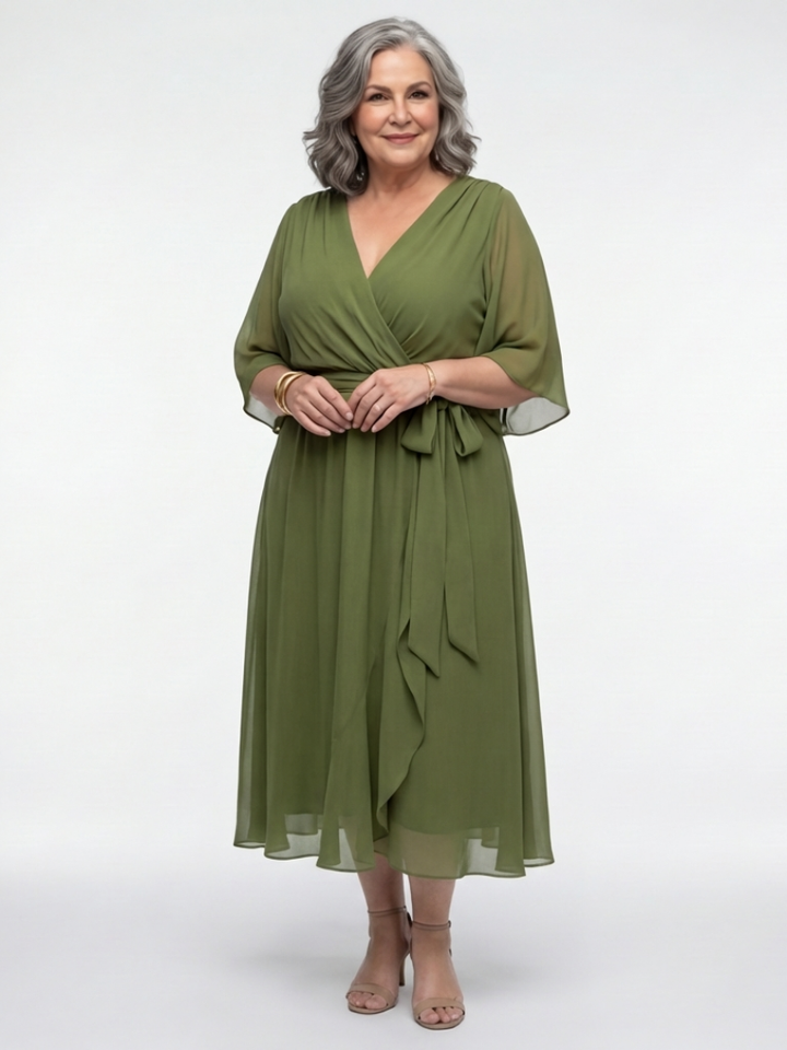 Agnès Paris | Robe Midi Drapée à Encolure Elysia