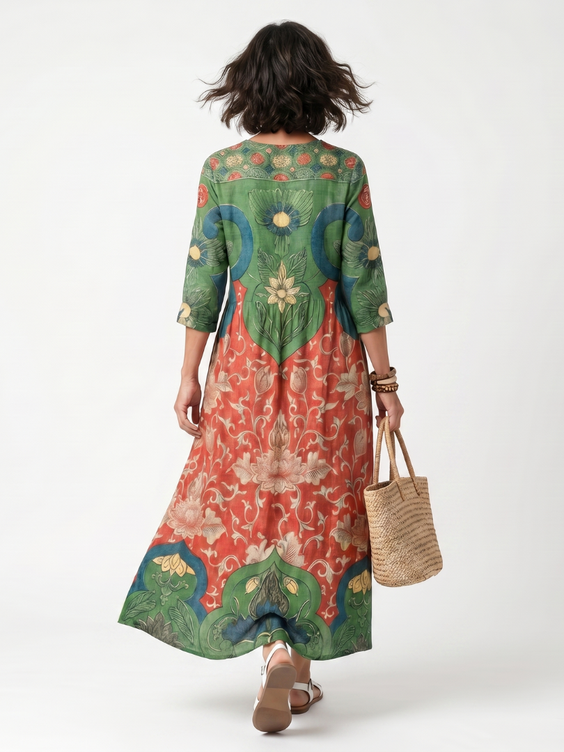 Agnès Paris | Robe Midi Fleurie à Taille Froncée Amélie