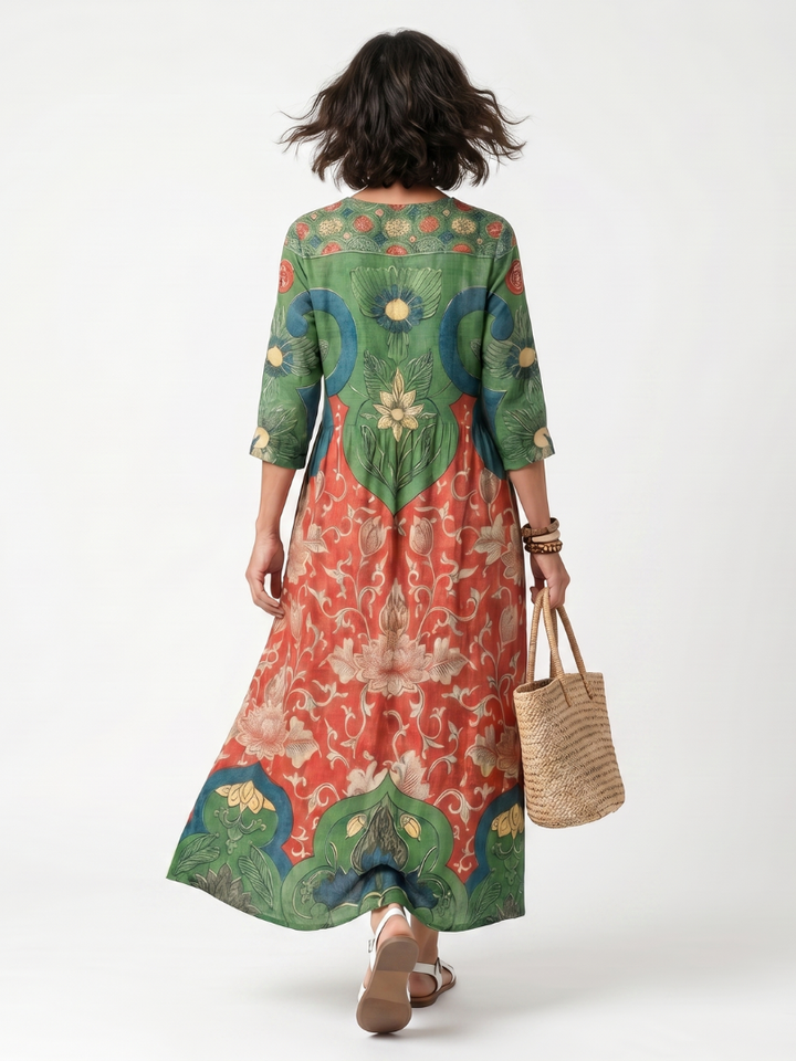Agnès Paris | Robe Midi Fleurie à Taille Froncée Amélie