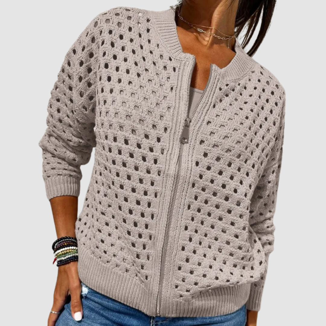 Agnès Paris | Veste Zippée en Maille Ajourée Charlotte