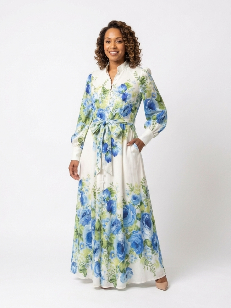 Agnès Paris | Robe Maxi à Manches Longues à Fleurs Nora