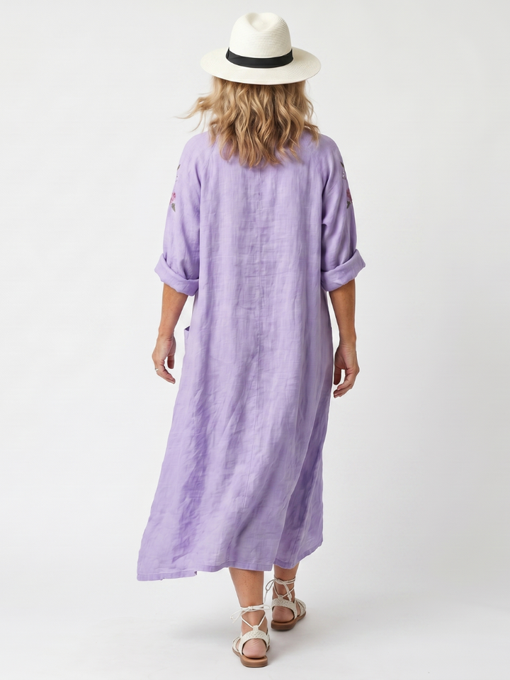 Agnès Paris | Robe Midi Brodée à Poches Sandrine