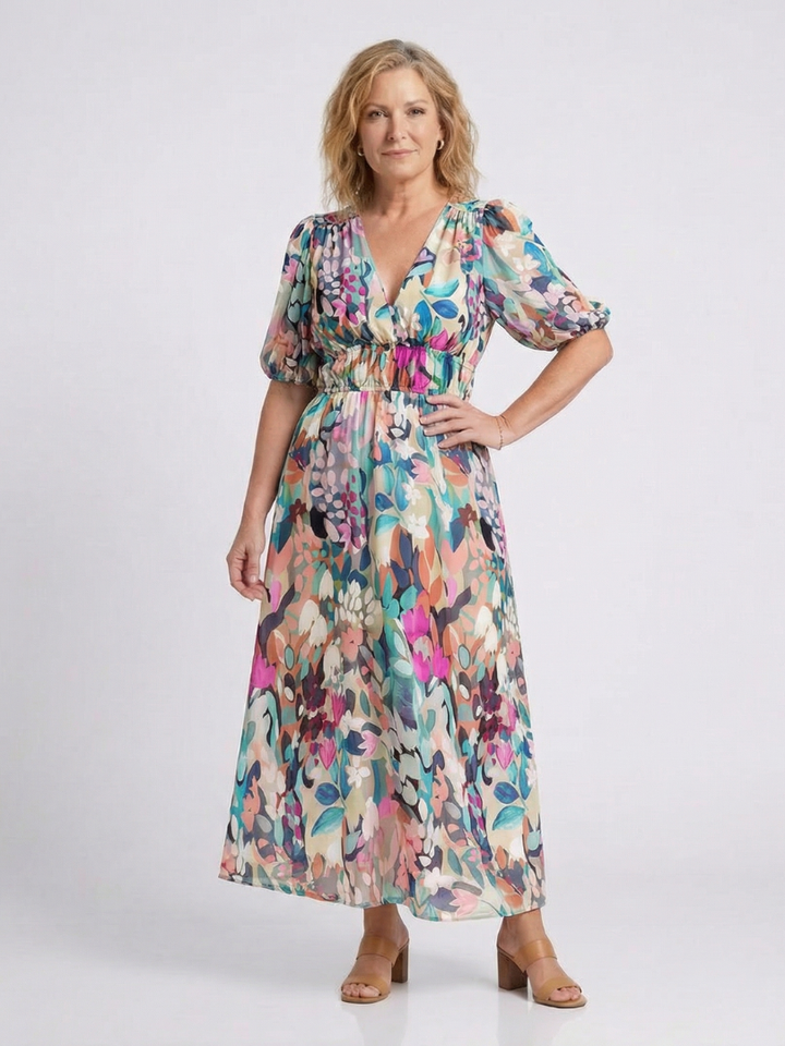Agnès Paris | Robe midi à manches courtes et taille Eulalie