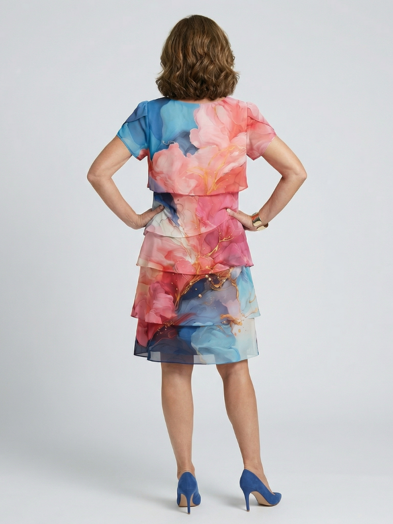 Agnès Paris | Robe longueur genou en marbre élégant Mira