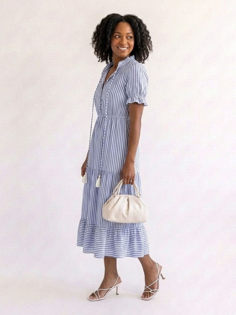 Agnès Paris | Robe midi à manches courtes Dakato