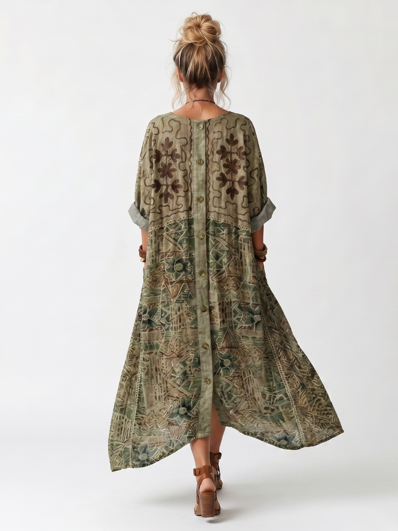 Agnès Paris | Robe Midi Brodée Boutonnée Monique