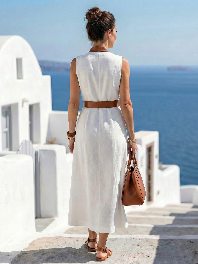 Agnès Paris | Robe Midi à Lignes Contrastées Myra
