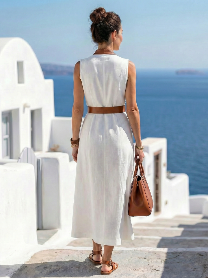 Agnès Paris | Robe Midi à Lignes Contrastées Myra