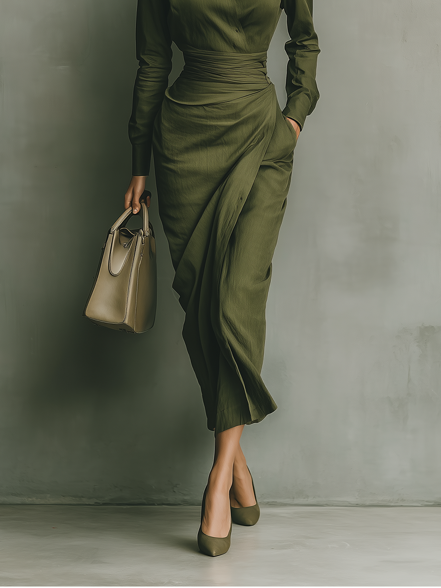 Agnès Paris | ROBE PORTEFEUILLE SATINÉE AVEC CEINTURE