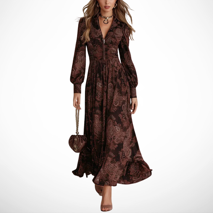 Agnès Paris | ROBE LONGUE À IMPRIMÉ VINTAGE ÉLÉGANT