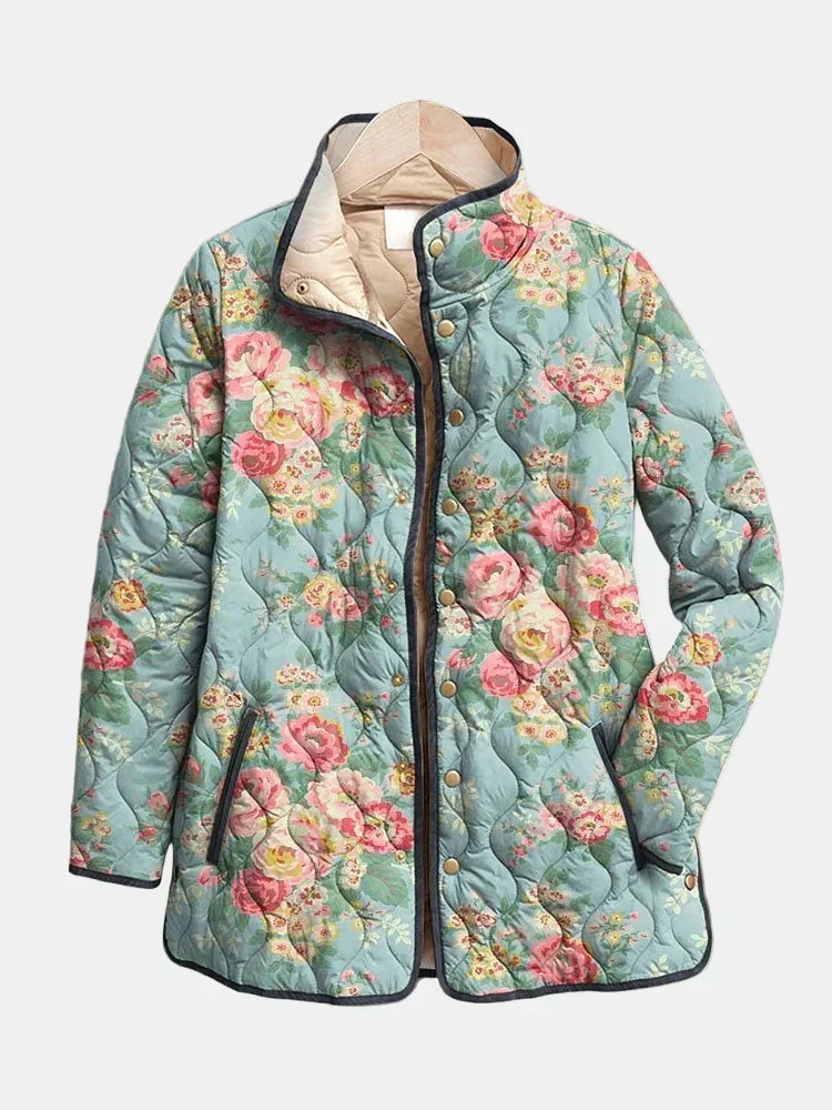 Agnès Paris | Veste Matelassée Roses Céladon Mathilde