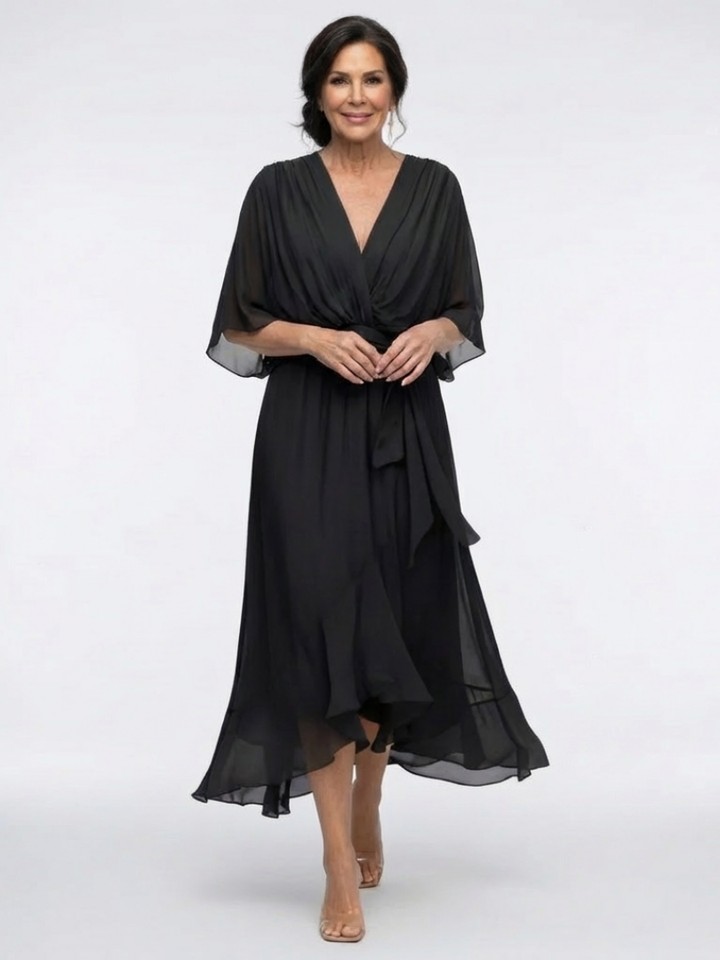 Agnès Paris | Robe Midi Drapée à Encolure Elysia