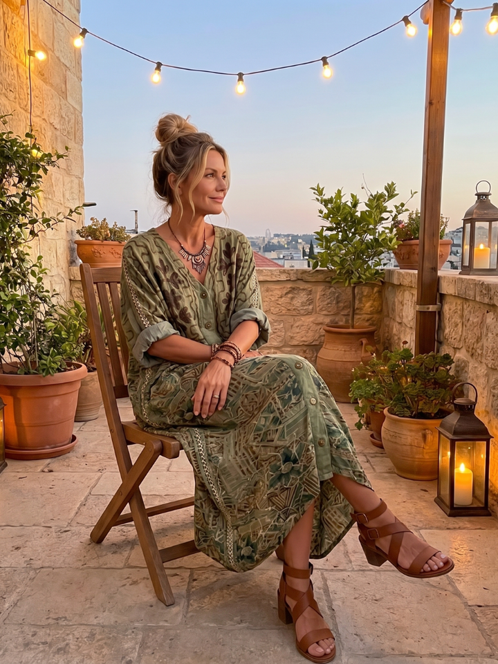 Agnès Paris | Robe Midi Brodée Boutonnée Monique