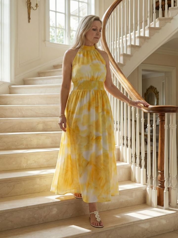 Agnès Paris | Robe Midi à Encolure Halter Froncée Sylin