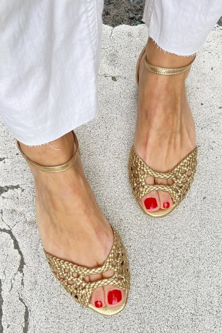 Agnès Paris | Sandales Tressées Dorées Pauline
