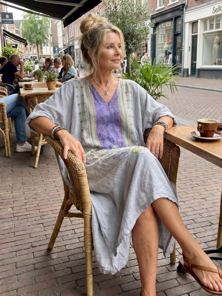 Agnès Paris | Robe Midi Brodée Contrastée Véronique