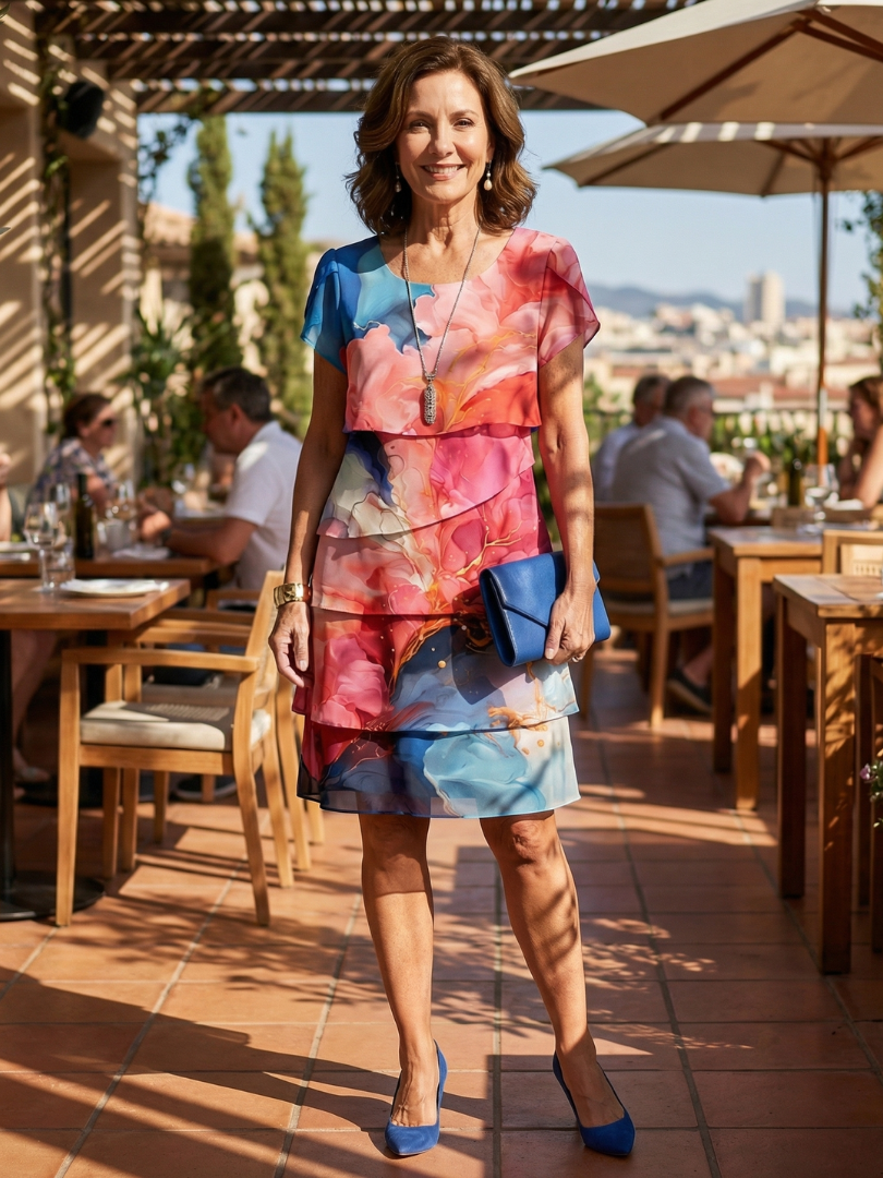 Agnès Paris | Robe longueur genou en marbre élégant Mira