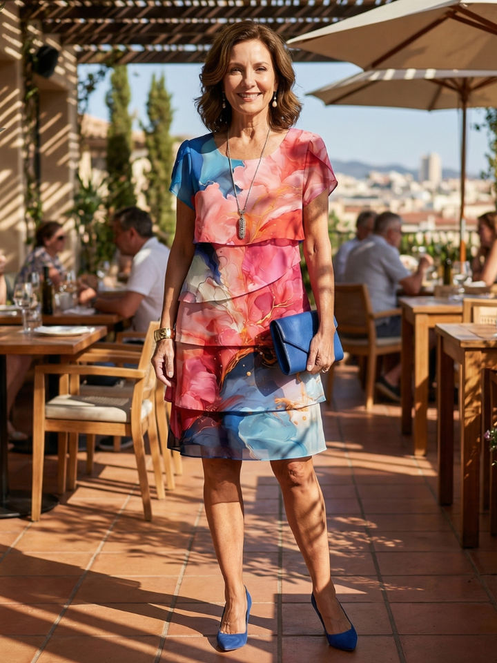 Agnès Paris | Robe longueur genou en marbre élégant Mira
